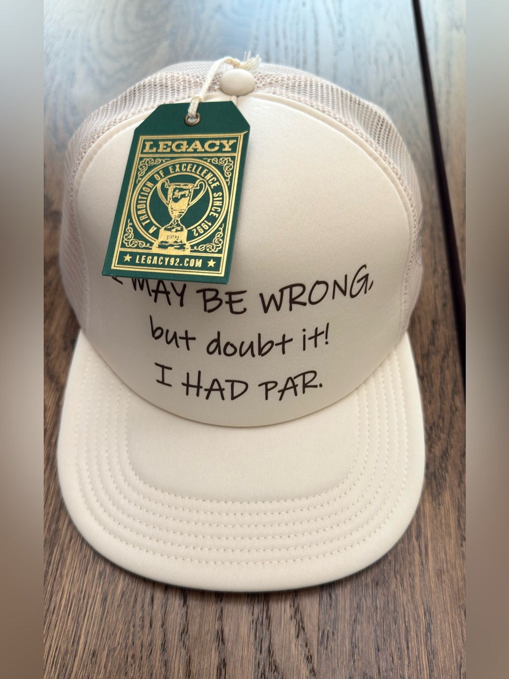 Legacy 92 Hat Mens One Size Cream Snapback Trucker Cap Golf-NEW